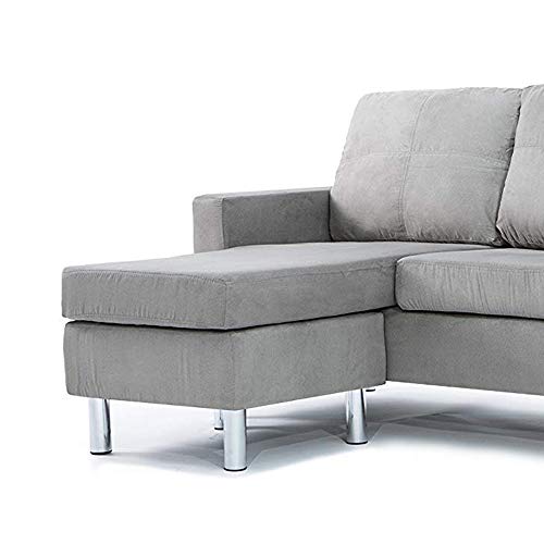 Divano Roma Furniture Small Space Modern Sectional Sofa, Gray