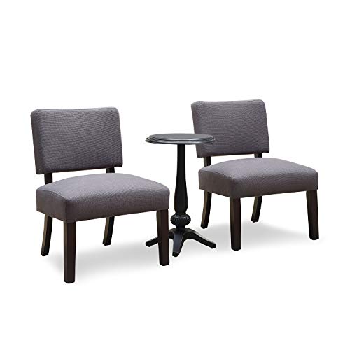 Furniture of America Rise Transitional Upholstered Accent Chair and Round Table Set, Gray
