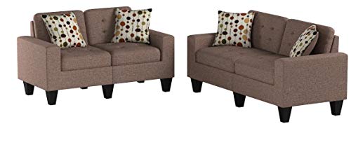 Poundex F6904 Bobkona Windsor Linen-Like 2 Piece Sofa and Loveseat Set, Light coffee