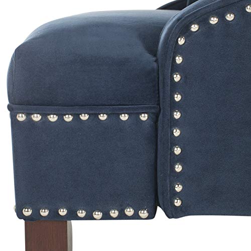 Safavieh Home Collection Zoey Navy Blue and Espresso Velvet Settee