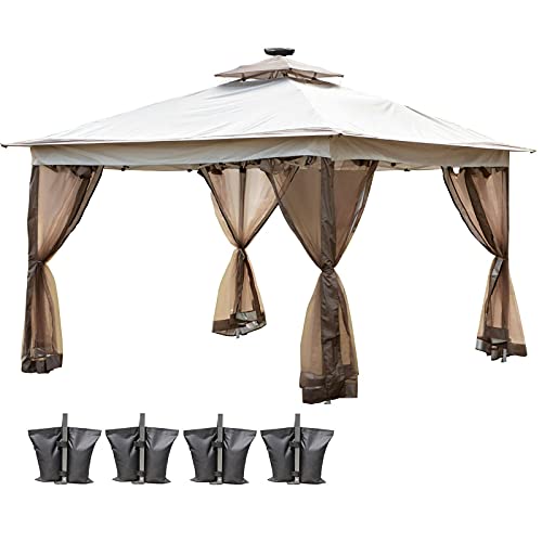 Gazebo Canopy 12'x12' Pop Up Tent Mesh Mosquito Net Patio Steel Fabric Outdoor Outdoor Furniture Patio Furniture Gazebos for patios Pop up Canopy Tent Tents for Parties Canopy Tent Outdoor Patio