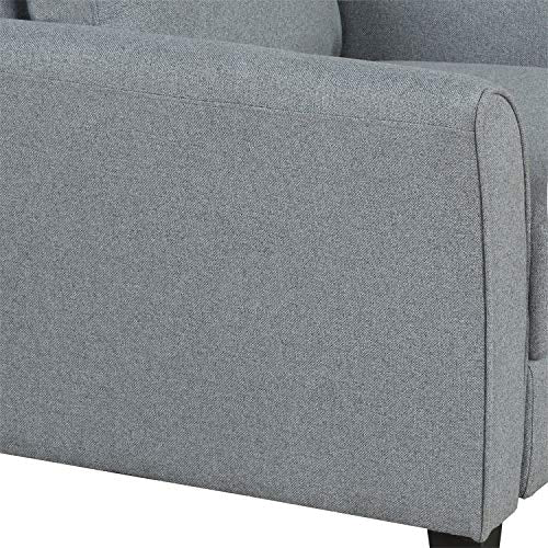 Armrest Single Sofa Chair Harper&Bright Designs Living Room Furniture Armrest Single Sofa Arm Chair Upholstered Armrest, Sturdy Wood Construction Toddler Couch Single Seat Ship from USA (Gray)