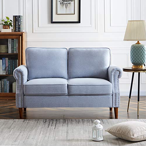 Knowlife Bedroom Loveseat Sofa Mini Couch for Small Space, Light Gray Couch