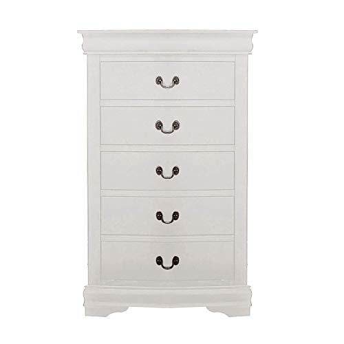 5 Drawers Chest, Harper&Bright Designs Solid Wood Storage Chest with Luxurious Handles for Bedroom, Hallway, Entryway, Closet, Nurseries. (White)