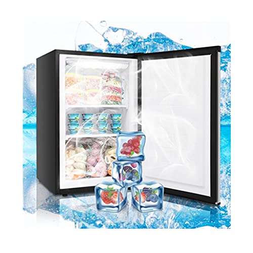 Mini Freezer Countertop 3 Cubic Feet, Compact Single Door Upright Freezers Small Freezing Machine with Reversible Door Adjustable Temperature Stainless Steel for Home/Dorms/Apartment/Office, Black
