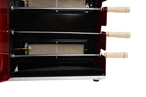Brazilian Flame BG-05LXK-RED Red Brazilian Gas Rotisserie Grill with 5 Skewers and Upper Tray