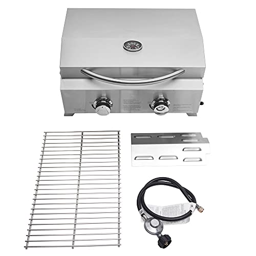 LLHW BBQ Gas Grill, Stainless Steel 20,000 BTU Patio Garden Barbecue Grill (Color : Silver)
