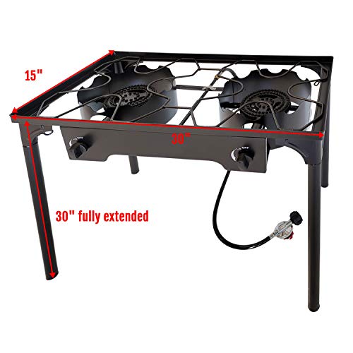 Folding Portable Two Burner Cast Iron 150,000 BTU Stove with Stainless Steel Griddle Plancha Comal Camping Tailgating Boating - 32