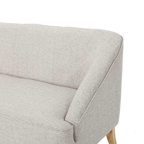 Christopher Knight Home Justus Mid-Century Modern Fabric Loveseat, Beige / Natural