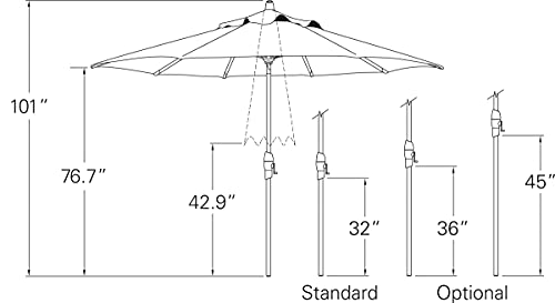 Treasure Garden 9-Foot (Model 810) Deluxe Auto-Tilt Market Umbrella with Black Frame and Sunbrella Fabric: Cast Silver (Includes Extended Frame Warrantee)