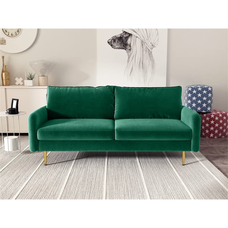 Kingway Furniture Almor Velvet Living Room Sofa in Green