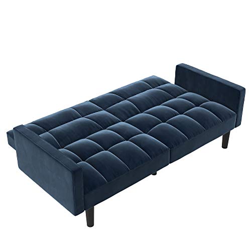 DHP Hayden Convertible Sofa Sleeper Futon with Arms - Blue Microfiber