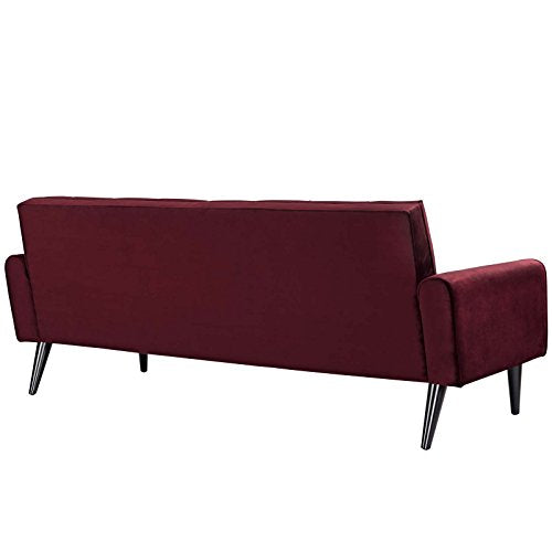 Modway Delve Luxury Button Tufted Upholstered Velvet Sofa In Maroon