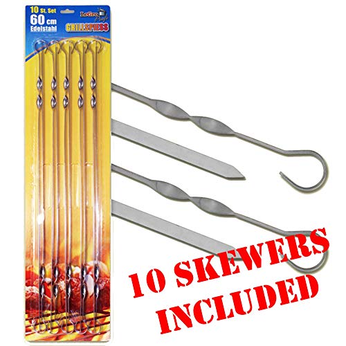 Keep on Turning 10 Skewer Kabob Kebab Shish Automatic Rotating Rotisserie Grill Rack Attachment Stainless Steel incl. 10 Skewers