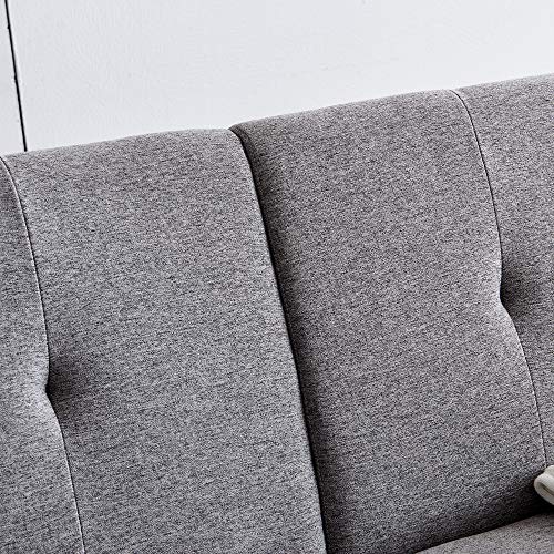 Ivinta Living Room Couch Sofa Linen Fabric Tufted Mid-Century Modern Bench Loveseat Sofa, 71 inch Small Sofa (Grey)