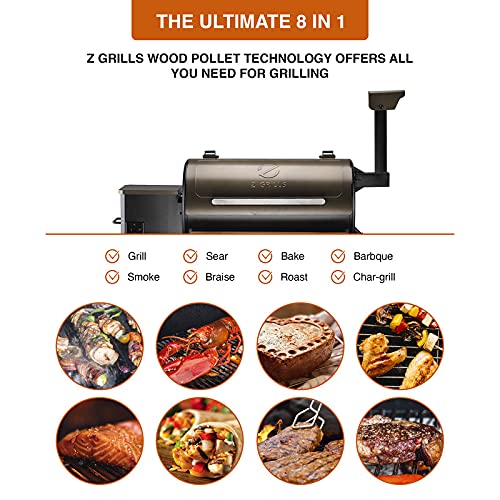 Z GRILLS 550C Wood Pellet Grill & Electric Smoker BBQ Combo with Auto Temperature Control | 2021 Upgrade | 553 sq in Bronze