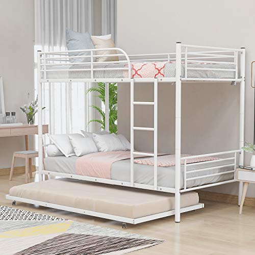 Metal Twin Over Twin Bunk Beds with Storage Shelf Twin Bunk Beds for Kids No Box Spring Required