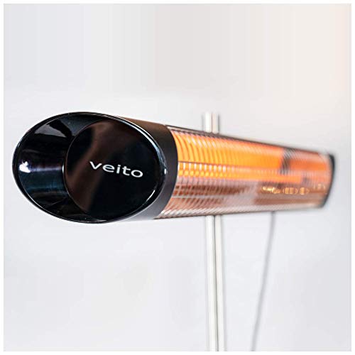 Electric Patio Heater – Infrared Heater Outdoor and Indoor Use – Veito Wall Mount Heater with Remote – 1500W (Black)