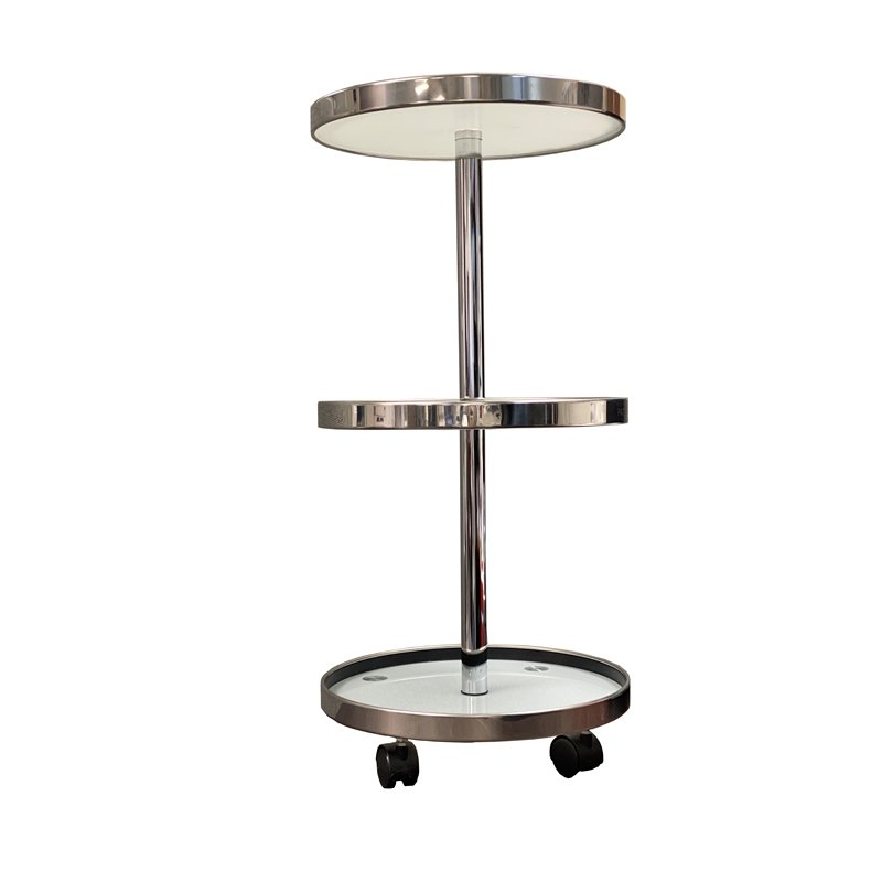 Three Tier Glass Utility Cart in Chrome