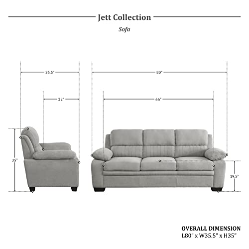 Lexicon Jett Living Room Sofa, Light Gray
