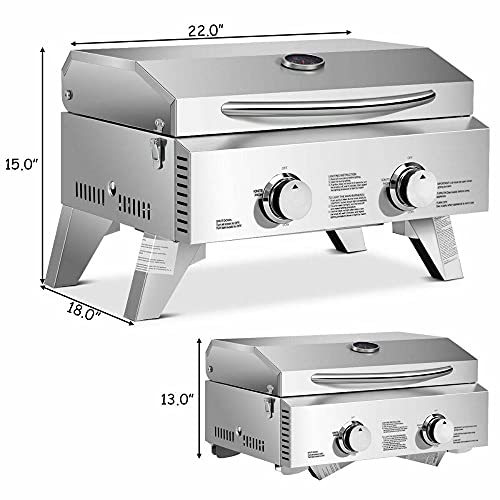 2 Burner Portable Stainless Steel BBQ Tabletop Propane Gas Grill Outdoor Camping • AmaCart LLC