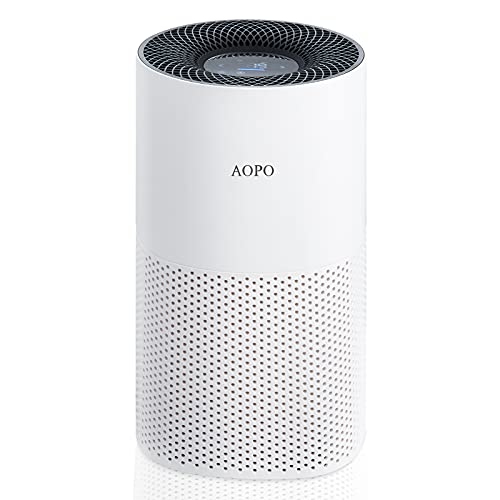 AOPO Air Purifier for Large Rooms, H13 HEPA Air Filter Cleaner for bedroom, Covers up to 1200 sq ft, Filters 99.97% for Smoke, Allergies, Pet Dander, 22dB Ultra Quiet, White (Available for California)