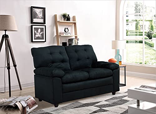 Urban Home Furniture Urban Home Black, Padded Arms Love Seats, One Size