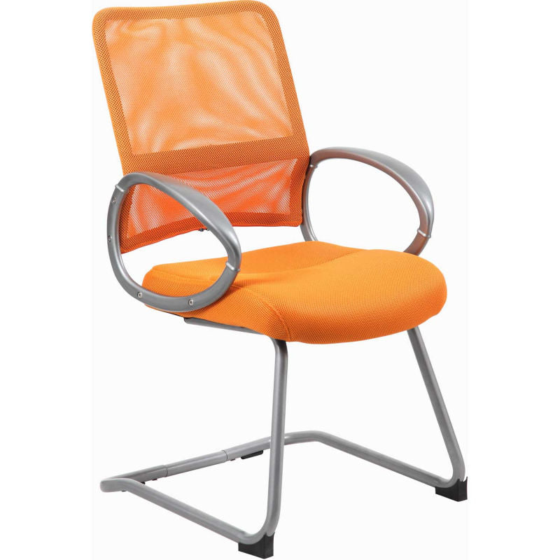 Boss Mesh Back Guest Chair with Arms - Fabric - Mid Back - Orange