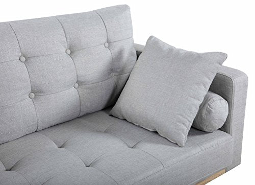 Divano Roma Furniture Mid-Century Sofas, Light Grey, Large