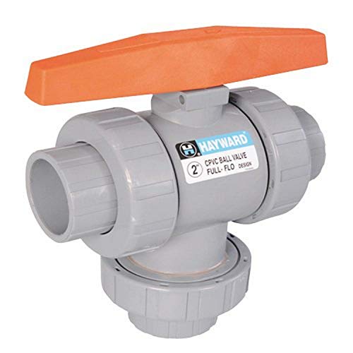 Hayward TW1300TE 3-Inch PVC TW Series 3-Way True Union Ball Valve with EPDM Seals and Threaded End Connection
