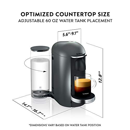 Nespresso BNV450TTN VertuoPlus DeluxeEspresso Machine with Aeroccino by Breville, Titan