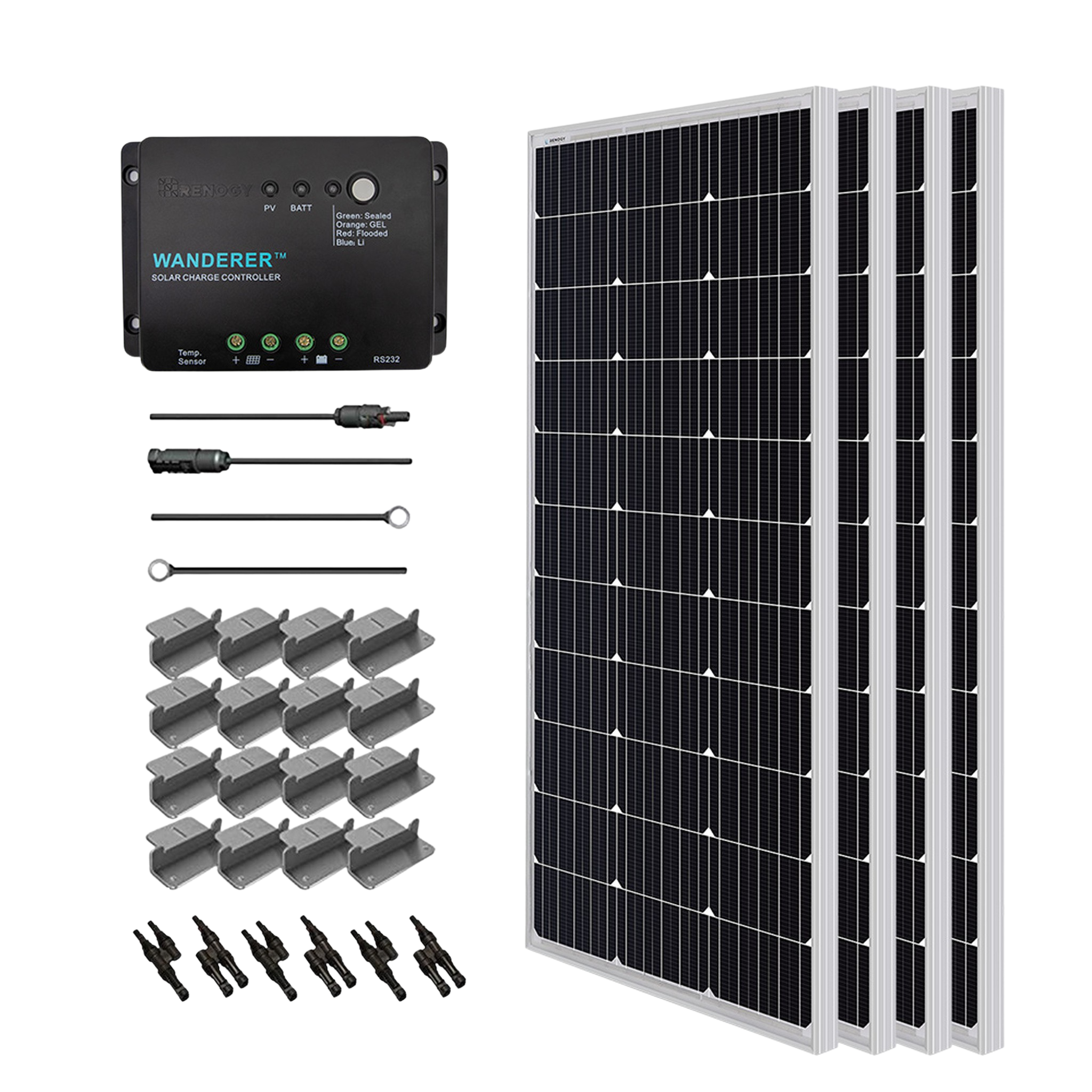 Renogy RNG-KIT-STARTER400D-WND30-US Watt 12 Volt Solar Starter Kit New