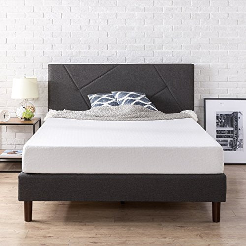 Zinus Judy Upholstered Platform Bed Frame / Mattress Foundation / Wood Slat Support / No Box Spring Needed / Easy Assembly, Queen,Grey