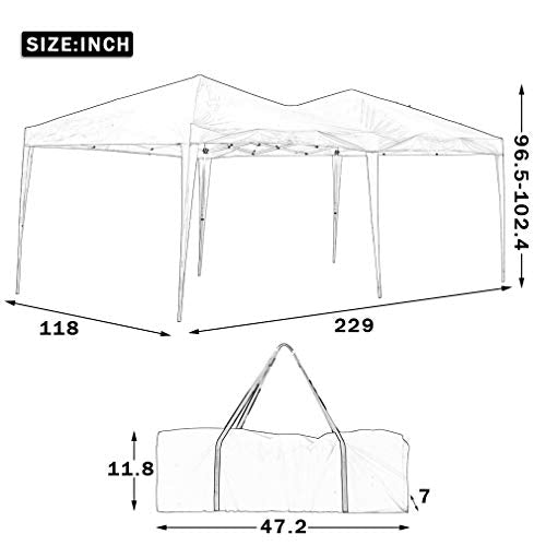FDW Party Tent Pop Up Canopy Ez up Sun Shade Wedding 10' x 20' Outdoor Gazebo Instant Folding Protable Better Air Circulation (Party Tent)