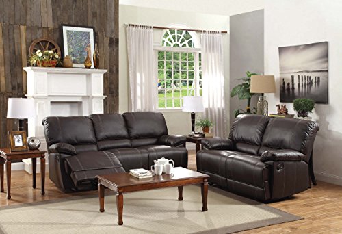 Homelegance Faux Leather Double Reclining Sofa, Brown
