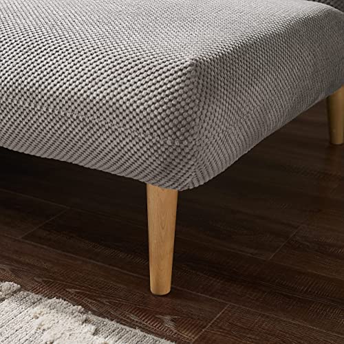 Art Leon Futon Sofa Bed, Modern Memory Foam Convertible Sofa Bed with Wood Legs, Split Back Futon Sleeper Couch for Small Spaces Living Room Bedroom, Poly Fabric, Light Gray
