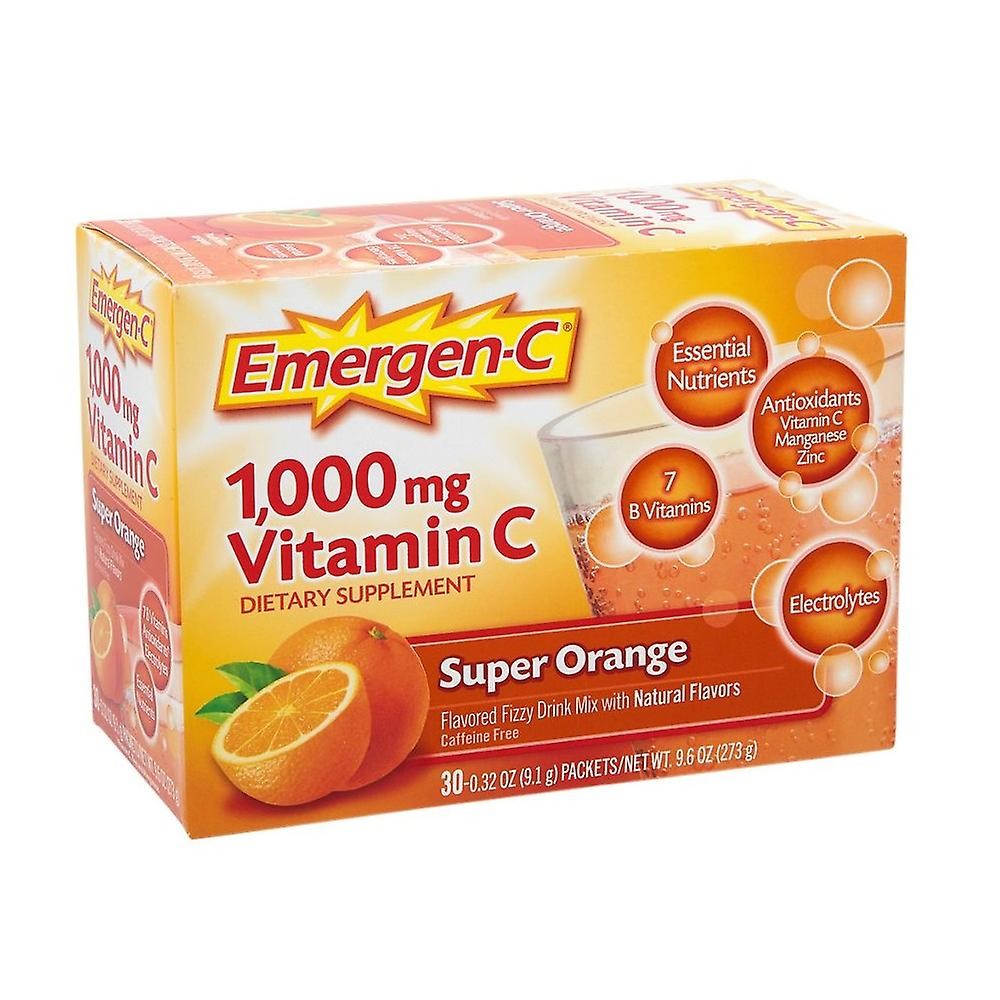 Medique Emergen-C Daily Immune Support Drink Mix With 1000mg Vitamin C - Super Orange - (30 packets/box - 36 Boxes)