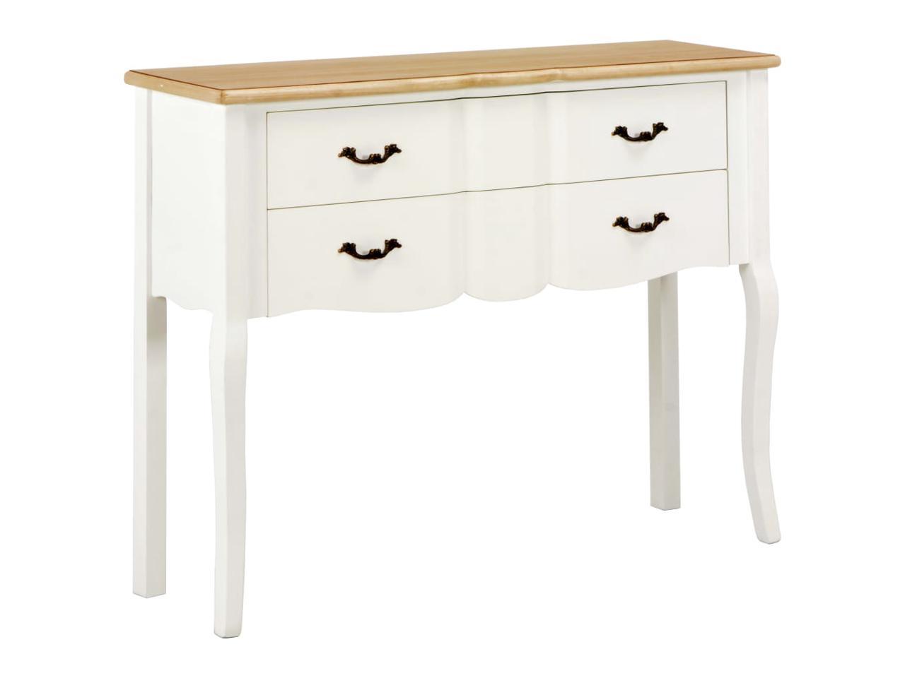 vidaXL Solid Wood Sideboard White and Brown Side Drawer Storage Cabinet Wooden