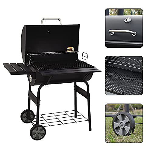 Fonzci Stainless Steel BBQ Charcoal Grill Offset Smoker Portable Outdoor BBQ Smoker Tool Kits for Picnic Patio Backyard Camping Cooking