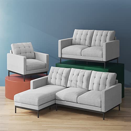 ZINUS Thompson Loveseat / Tufted Cushions / Green Tea Infused Foam Cushions / Tool-Free, Easy Assembly, Light Grey