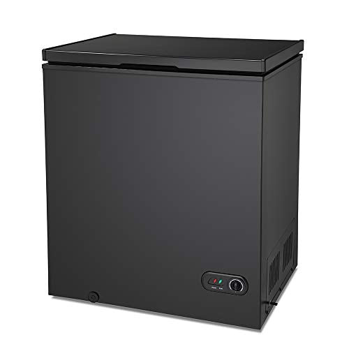 Joy Pebble Chest Freezer 5.0 Cubic Feet with Removable Baskets Free-Standing Top Open Door Freezers -4℉ to 6.8℉ Adjustable Temperature/Front Defrost Water Drain/Energy-saving/UL Certified-black
