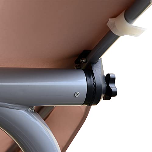 Outsunny 3 Person Steel Outdoor Patio Sling Fabric Swing Chair with Adjustable Canopy - Beige