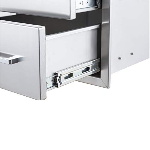 yuxiangBBQ Outdoor Kitchen Single Drawer Stainless Steel BBQ Single Drawer for Outdoor Kitchen Stroage… (18Wx23Hx23D)