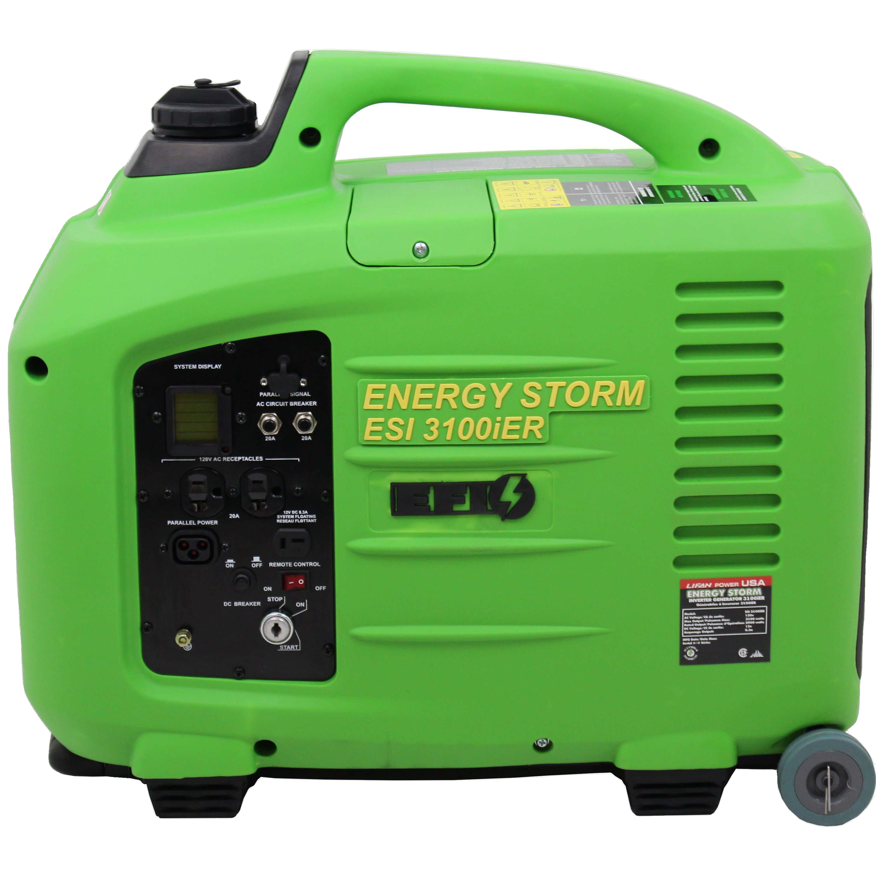 Lifan ESI3100iER-EFI-CA Energy Storm 3100W/3200W Inverter Remote Start Generator Open Box (Never Used)