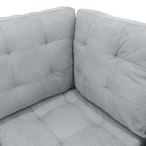 Casa Andrea Milano Modern Reversible Sectional Sofa Couch with Chaise and Ottoman, Large, Grey