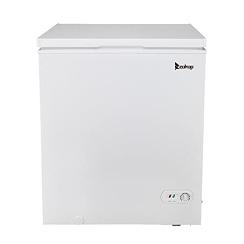 ZOKOP 5.0 Cu.ft Chest Freezer 7℉to -8℉with Removable Basket Free Standing Top Open Door Compact Freezer with Adjustable 7 Temperature/Power Saving UL Certified White