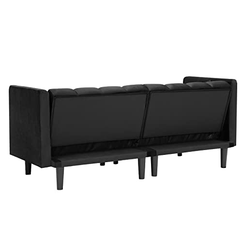 FRITHJILL Futon Sofa Bed,73.2 inch Velvet Convertible Sleeper Loveseats, Small Space Couch with Pillows