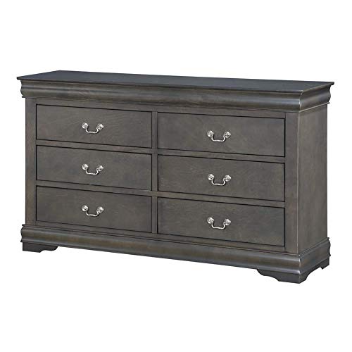 6 Drawer Dresser, Harper&Bright Designs Universal Solid Wood Storage Chest for Bedroom, Hallway, Entryway, Closet, Office (Dark Gray)