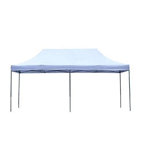 Leisurelife Outdoor Pop Up Canopy Tent 10'x20'- Folding Commercial Gazebo Party Tent White with Wheeled Carry Bag and Stakes