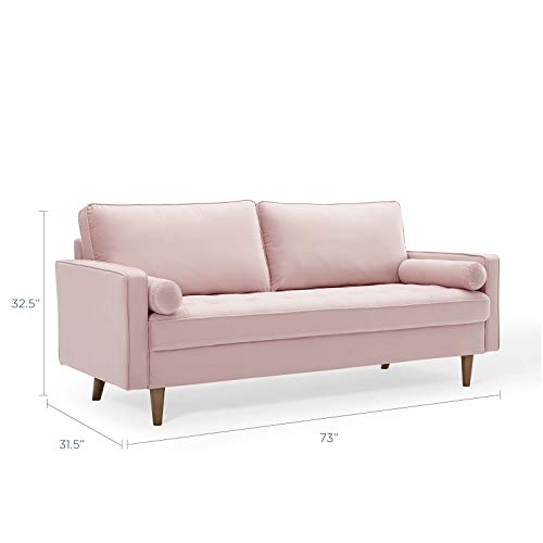 Modway Valour Velvet Sofa in Pink
